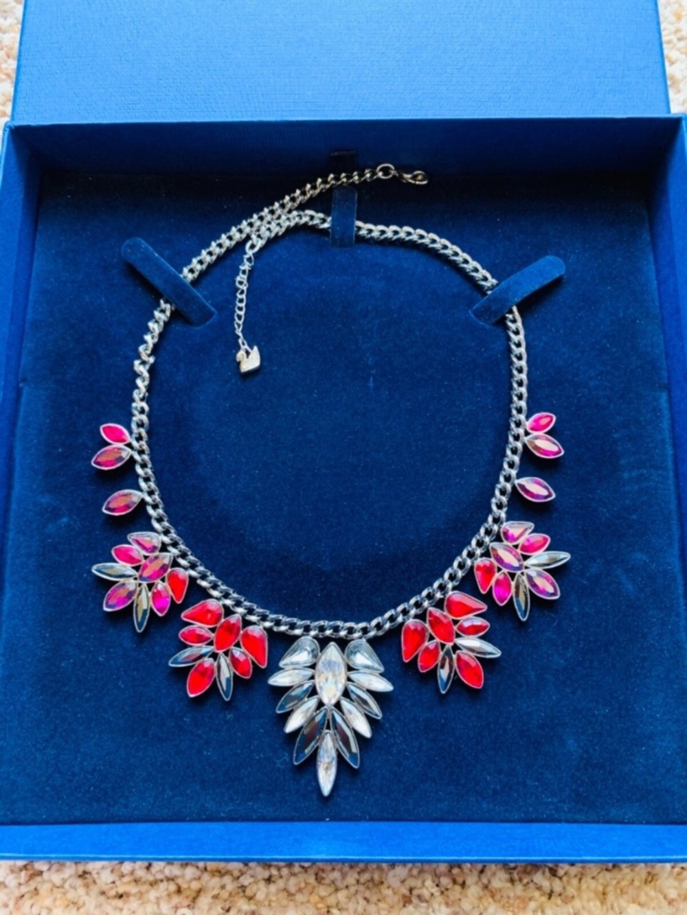 Swarovski Archival Ruby Red Fuchsia Crystal Bib Necklace